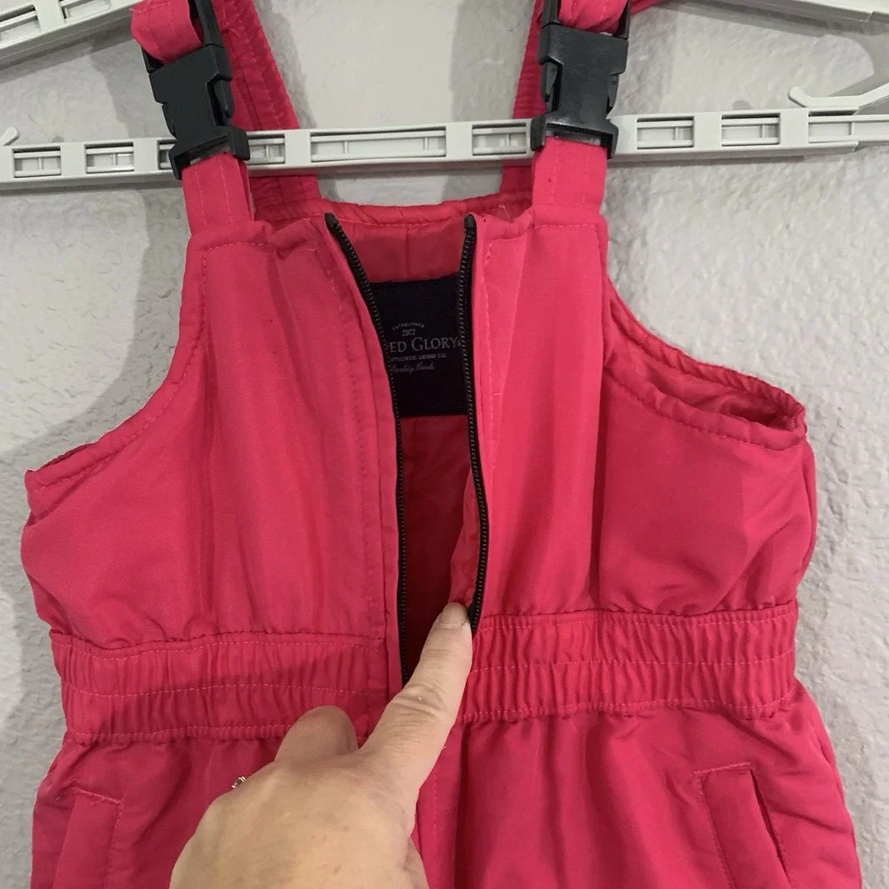 Faded Glory Girls' Toddler Size 4T Pink Winter Snow Bib Ski Pants Snowsuit‎